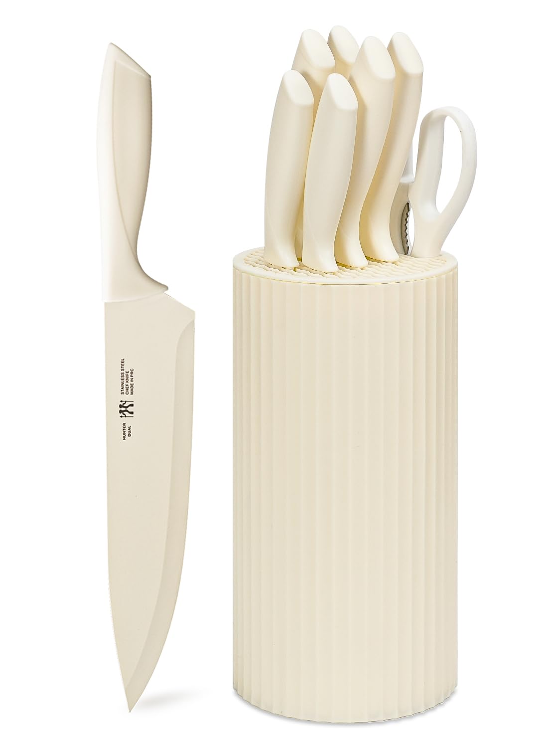 Knife Set, 8-Piece Kitchen Knife Set for Chef, Sharp Knife Set with Universal Knife Block, Anti-Rust Kitchen Knife Block Set, Ergonomical Design (Black)