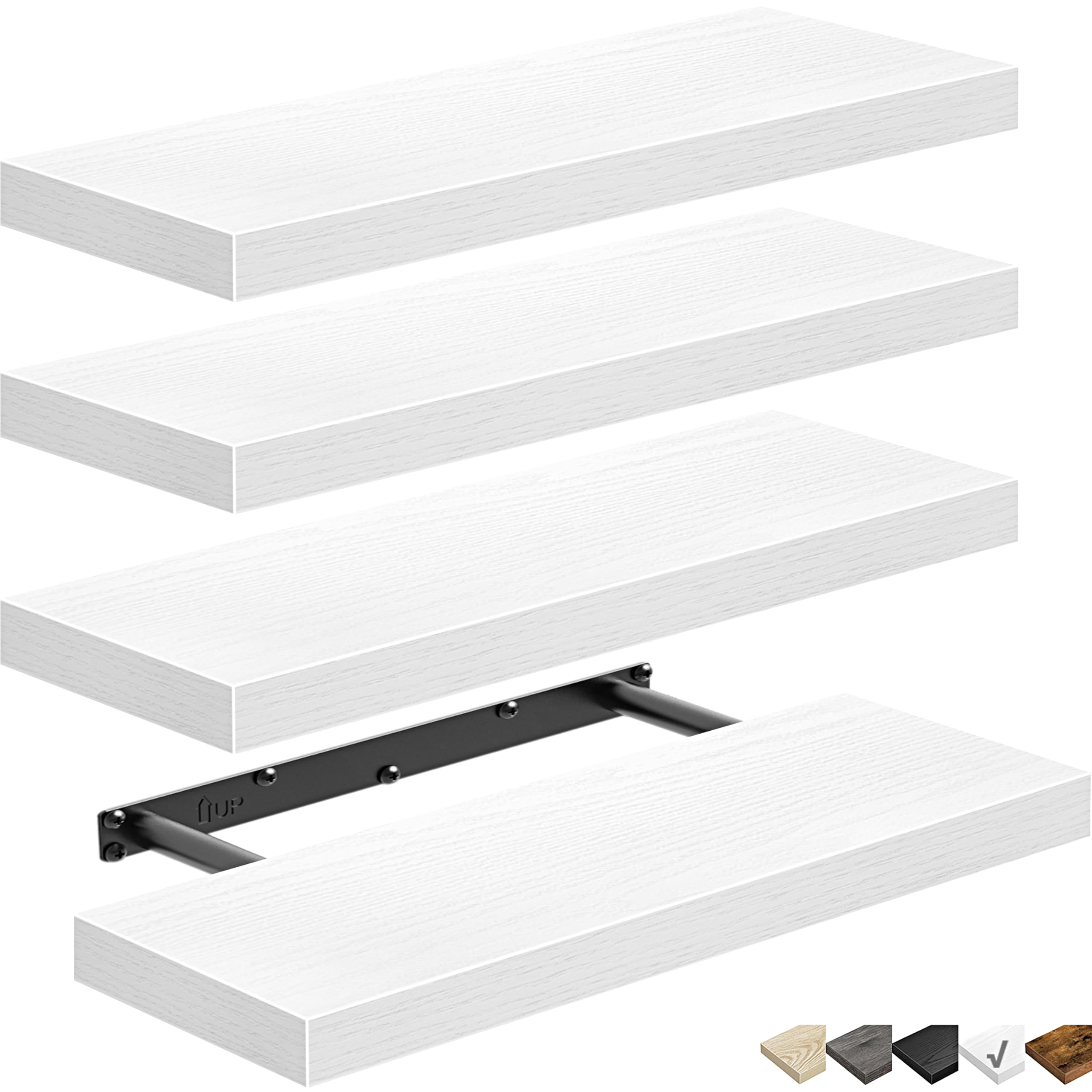QEEIG Floating Shelves for Wall Bathroom Shelf Bedroom Kitchen Living Room Hanging Book Shelves Small Farmhouse Decor 16 inch Set of 3, Rustic Brown (015-BN3)